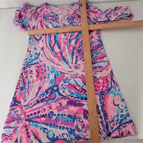 Lilly Pulitzer Essie Dress Womens Size XS Pink Colony Coral Shell Out 3/4 Sleeve - Picture 12 of 14